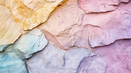 Naklejka premium Colorful textured stone wall background with pastel hues and rough surface ideal for design applications Copy Space