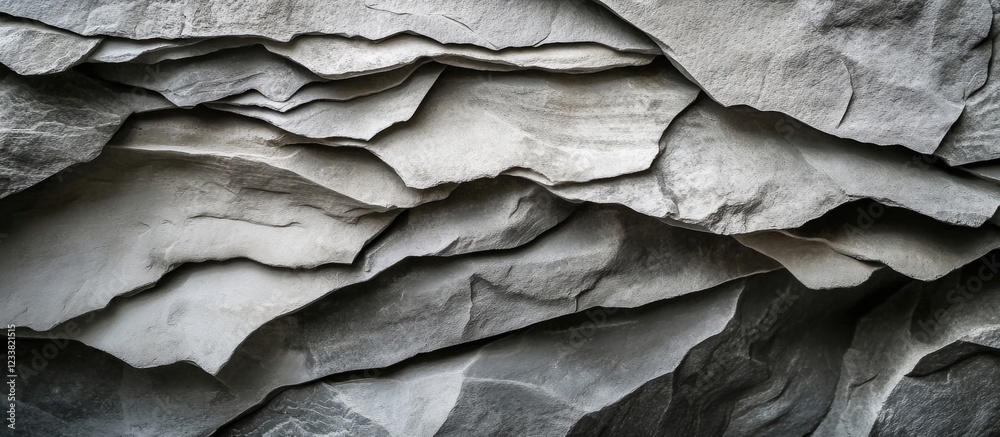 Leinwandbilder Textured layers of gray stone or slate with natural patterns and copy space for text placement