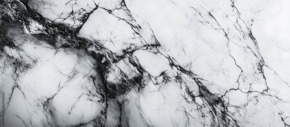 Poster Black and white marble texture with natural veining patterns suitable for backgrounds or design elements Copy Space