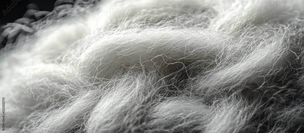 Leinwandbilder close-up of soft white fiber texture with blurred background and ample copy space for text placement