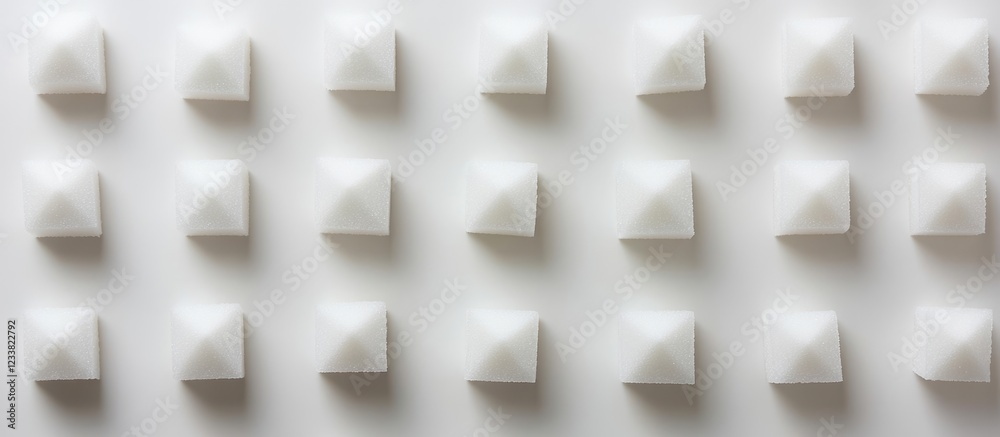 Leinwandbilder Geometric pattern of three-dimensional white triangular shapes on a white background with copy space for text placement