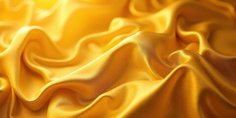 Obraz premium Golden yellow satin with textured folds creates dynamic movement and depth, showcasing its smooth, lustrous sheen