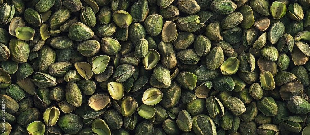 Poster Green pumpkin seeds background texture with Copy Space for text placement
