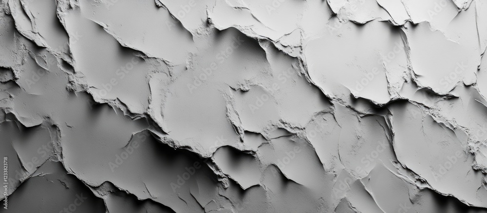 Poster textured abstract gray surface with peeling layers and folds, suitable for backgrounds and artistic 