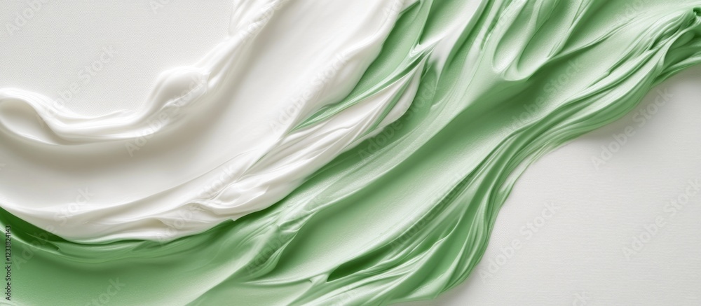 Aufkleber abstract fabric texture in green and white shades with smooth flowing lines and copy space for desig