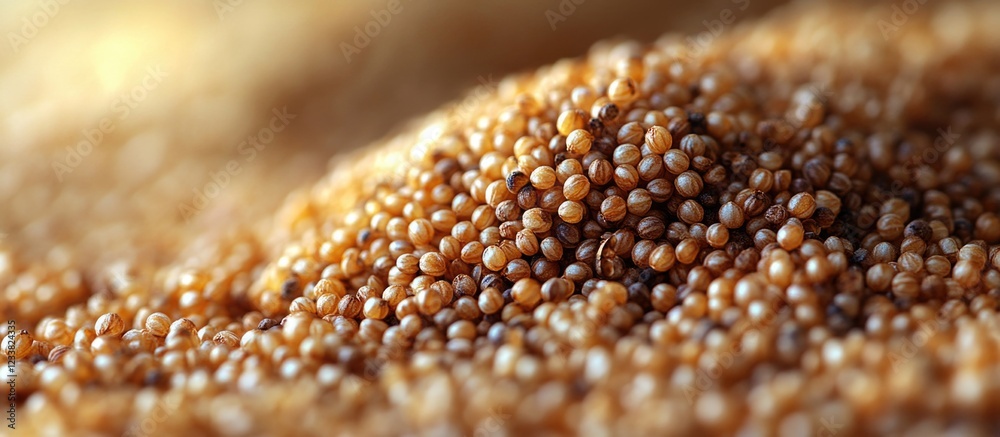 Aufkleber close-up view of mustard seeds with detailed texture and depth copy space