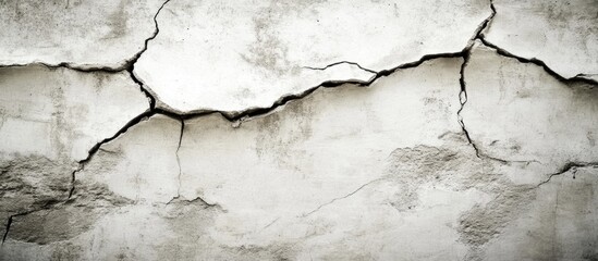 Fototapeta premium Cracked Concrete Wall Texture with Visible Fractures and Weathered Surface Effects