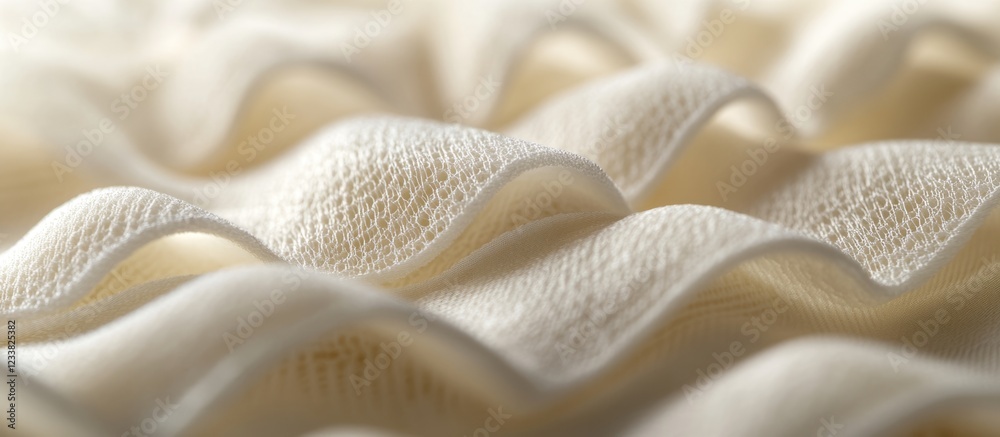 Poster close-up of textured fabric with wavy pattern and soft neutral tones suitable for backgrounds or pro