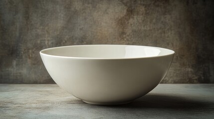 Empty White Bowl on Grey Background Still Life Photography