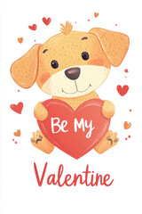 Fototapeta premium Valentine’s Day greeting card design with cute dog and text.