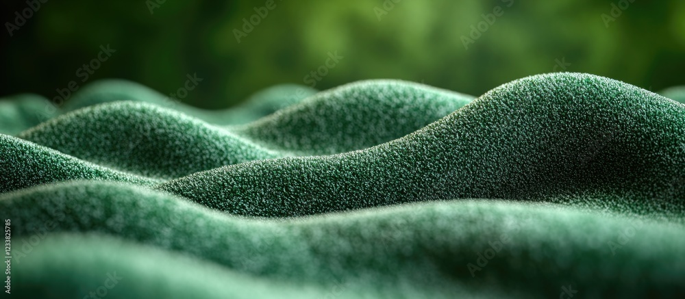 Leinwandbilder green textured waves of fabric or material with a blurred natural background and ample copy space fo