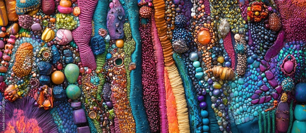 Fototapete colorful abstract texture design with various shapes and patterns in vibrant hues copy space