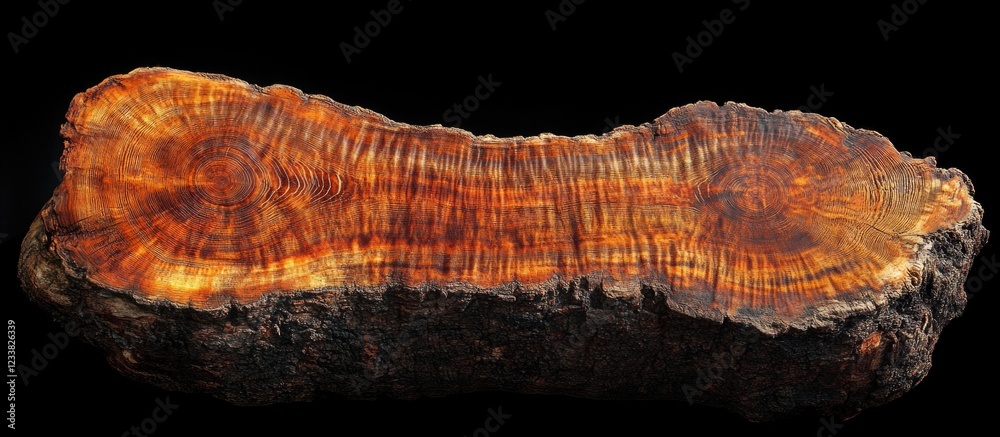 Poster detailed close-up of polished fossilized wood or petrified wood with visible grain patterns and rich