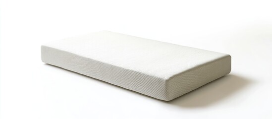 Simple white mattress with a flat design on a plain background and ample Copy Space for text placement.