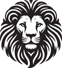 Fototapeta premium Lion silhouette black and white vector icon