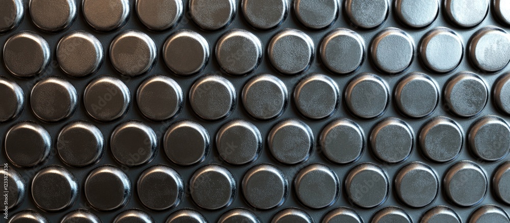 Fototapete Black circular textured background with rounded shapes creating a patterned surface and available copy space for text insertion.