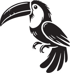 Black Toucan Silhouette Vector, High Quality Illustration on White Background
