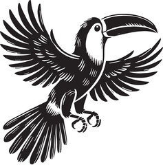 Black Toucan Silhouette Vector, High Quality Illustration on White Background