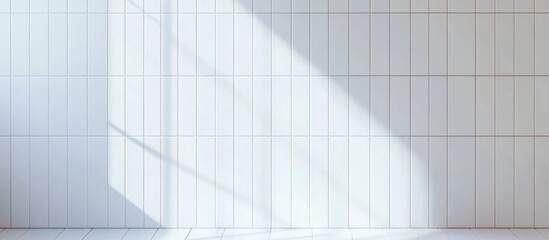 Light gray tiled wall interior with diagonal shadows and copy space for text placement