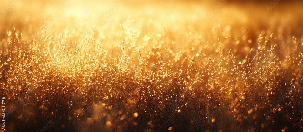 Fototapete Abstract golden bokeh background with sparkling light particles in a soft focus design Copy Space