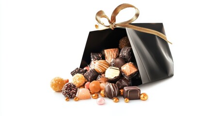 Luxurious Black Gift Bag with Truffles and Chocolates