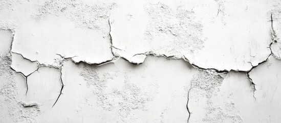 Fototapeta premium Cracked and Peeling White Wall Surface Texture with Copy Space