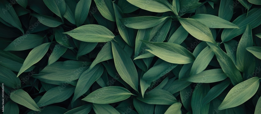 Poster green leaves background texture with various shades of green and natural patterns copy space