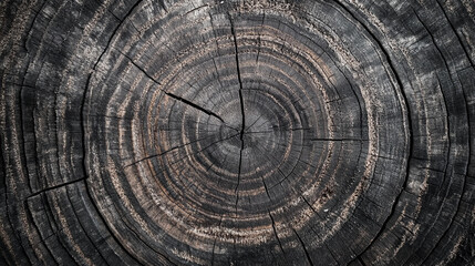 Fototapeta premium Tree Ring Texture of Old Wood. A distinctively aged, weathered, Warm gray cut wood texture. Detailed black and white texture 