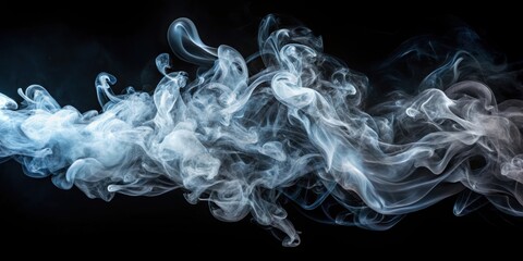 Fototapeta premium Abstract smoke swirling on black background , abstract, smoke, swirl, black, background, texture, mysterious, dark, motion, design