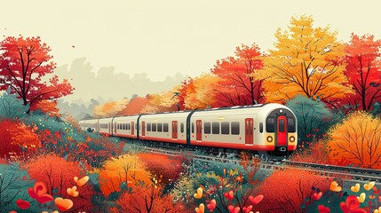 Obraz premium A missed train leads to an unexpected friendship in this whimsical flat design illustration