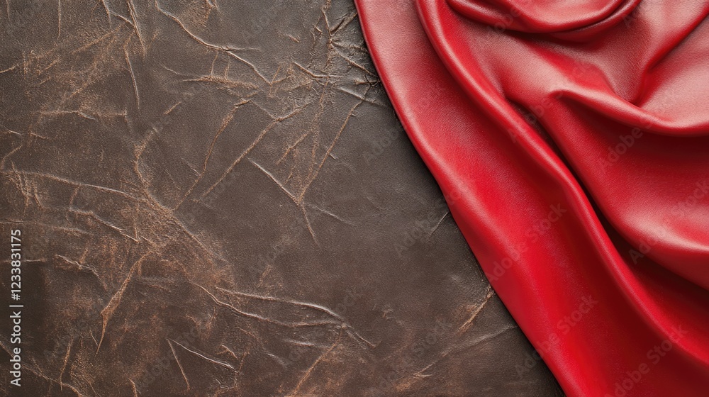Poster brown latex texture and red rubber fabric with ample empty space for text or design elements in a st