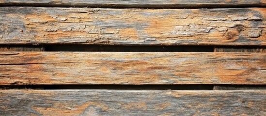 Fototapeta premium Close-up of weathered and aged wooden planks with natural texture
