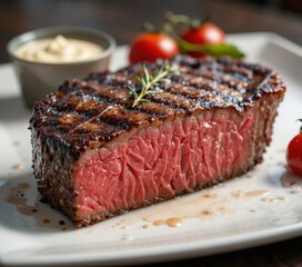 Grilled Rib Eye Steak with Rosemary and Sauce