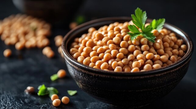 Natto Bowls Close Up with Fermented Soybeans on Dark Background Traditional Japanese Superfood Healthy Eating Concept