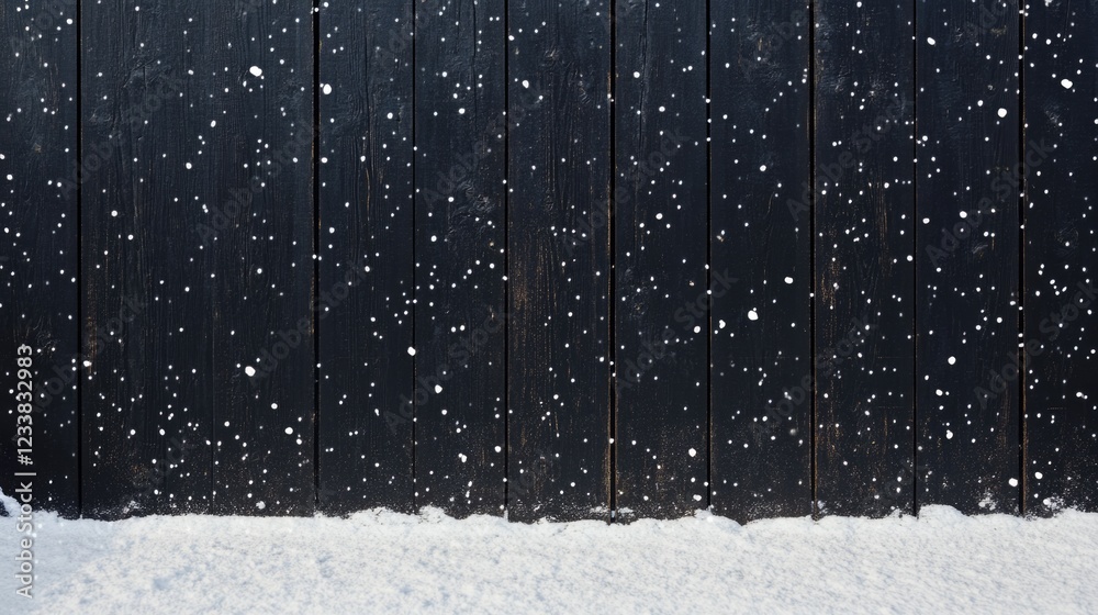 Poster textured black panel winter background with snow and empty copyspace for text usage