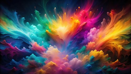 Dark abstract spectrum background with vibrant colors merging together in an artistic display, dark, abstract