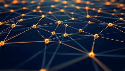 Golden Network Abstract Structure of Interconnected Nodes with Vivid Palette and Sharp Details