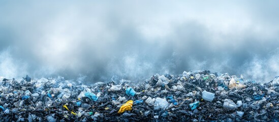 Landfill with Piles of Plastic Waste and Environmental Pollution