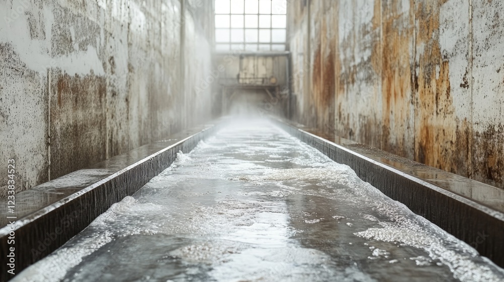 Poster top view of wet sheet pulp in a paper mill showcasing condensed material with empty space for custom