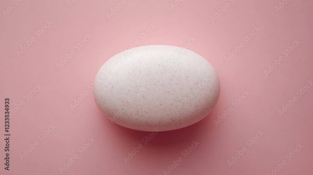 Poster minimalist top view of a smooth pink background with an oval white object creating a soft and elegan