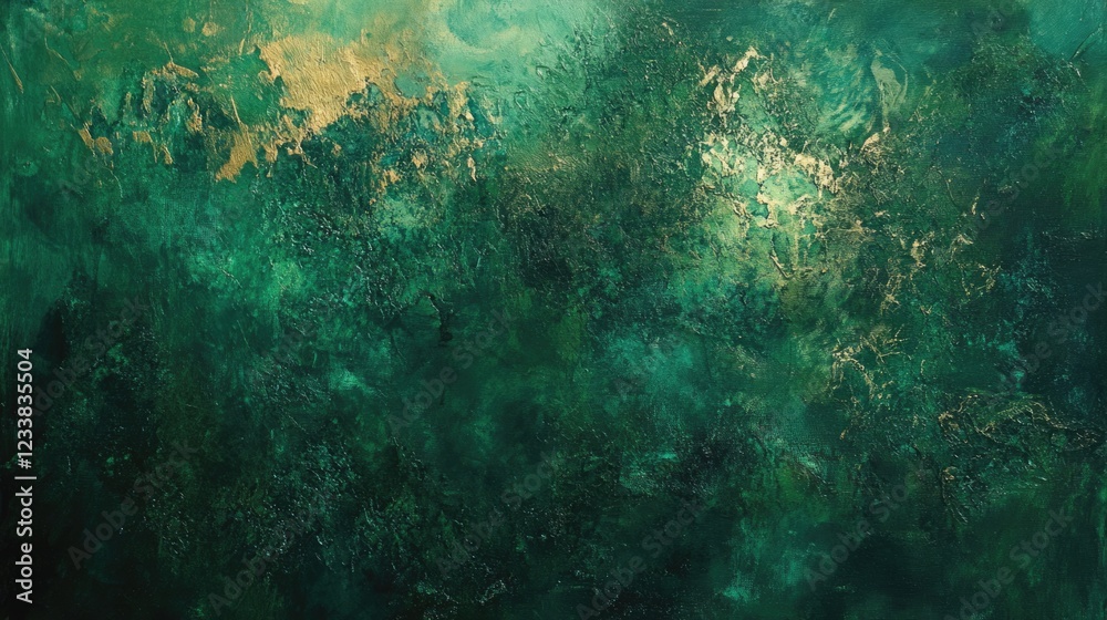 Poster Textured Green Abstract Background with Subtle Streaks and Empty Copy Space for Text Usage
