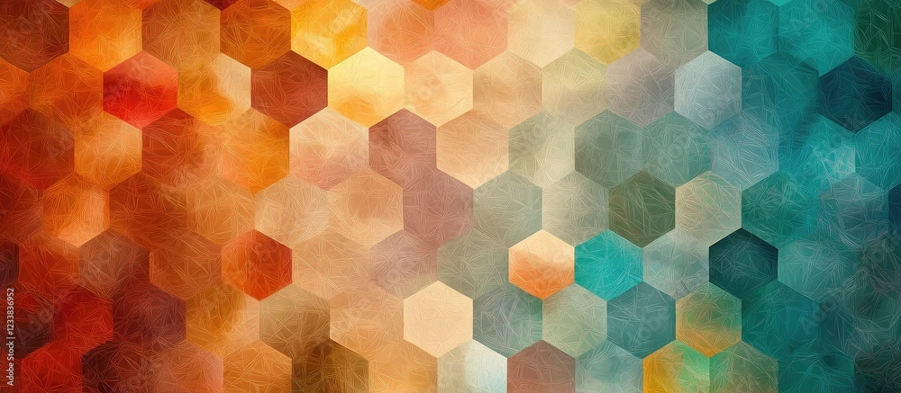 Poster colorful hexagonal pattern background for modern design featuring soft textures and copyspace for cr