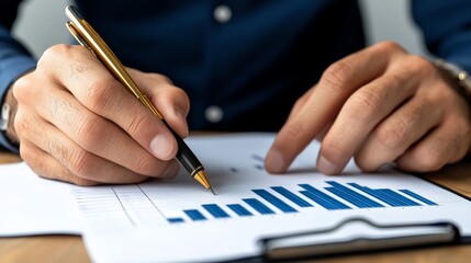 Precision in Numbers: A close-up of a professional diligently analyzing financial data. The scene captures the essence of business acumen.