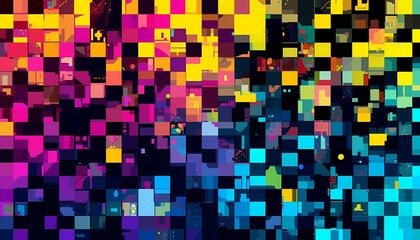Vibrant digital mosaic background
