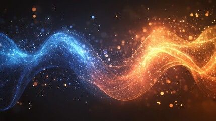 Fototapeta premium Glowing energy waves, abstract background, digital art, website banner