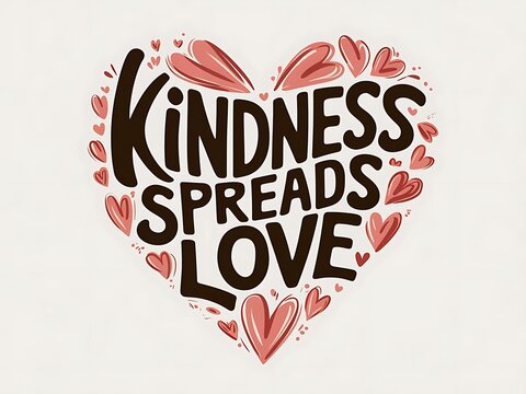 Kindness Spreads Love Heart Design with Hearts