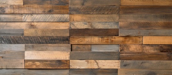 Wooden Plank Wall with Rustic Texture in Various Shades of Brown and Gray