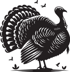 Black Turkey Silhouette Vector, High Quality Illustration on White Background