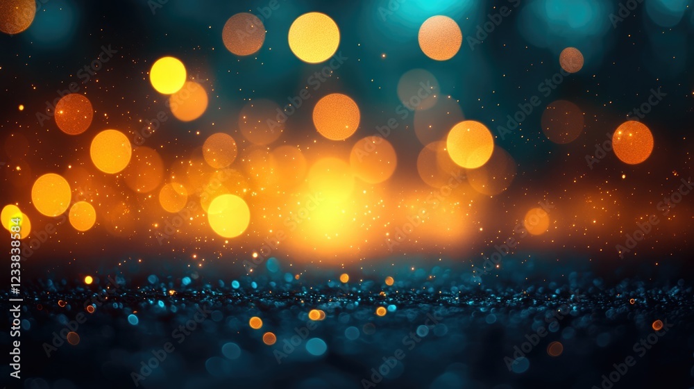 Poster circular bokeh light background with vibrant colors and empty space for text use in creative designs