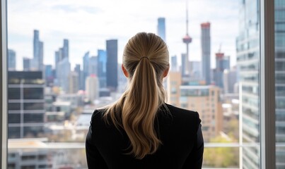Plakat Businesswoman city view success future